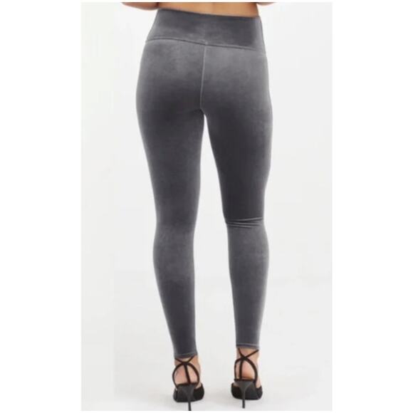 SPANX Pants - Spanx Silver Chrome Grey Velvet Leggings New Slimming Waistband 1X